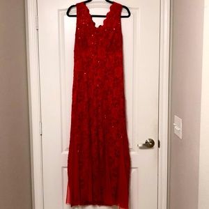 Red Floral Sequenced mermaid dress